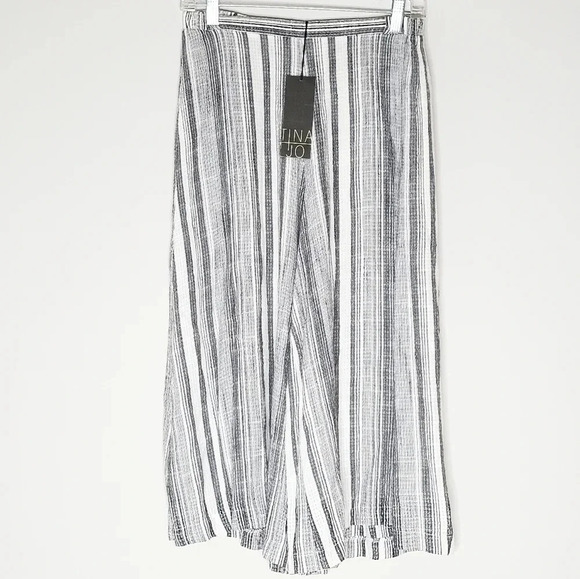 NWT Anthropologie Tina Jo Striped Gaucho Pants - Picture 1 of 3